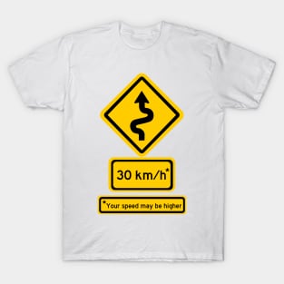 windy road speed sign (km/h) T-Shirt